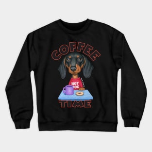 cute coffee awesome Doxie Black Dachshund Coffee Drinker Crewneck Sweatshirt